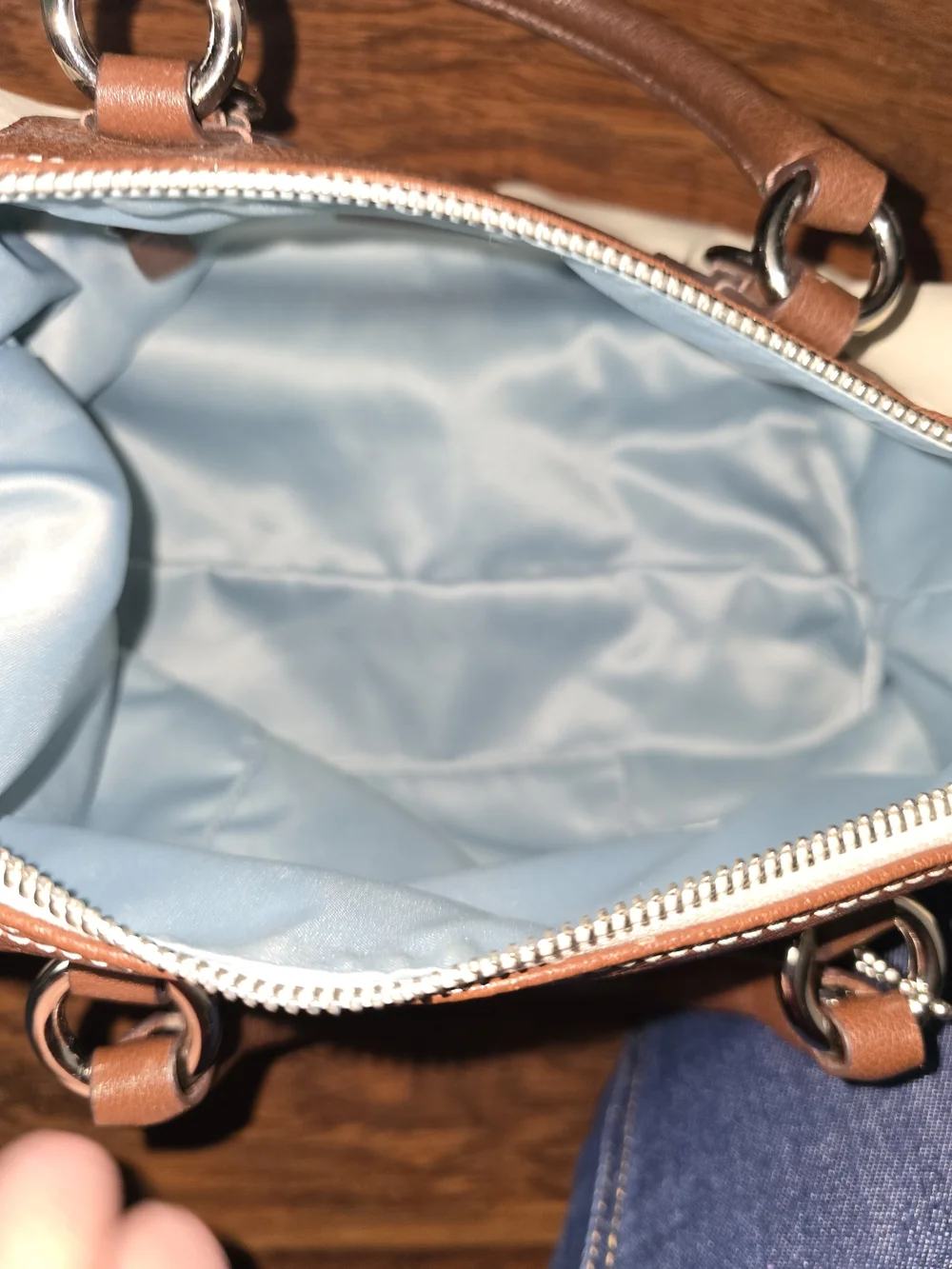 Coach Two-Tone Cream and Brown Leather Satchel